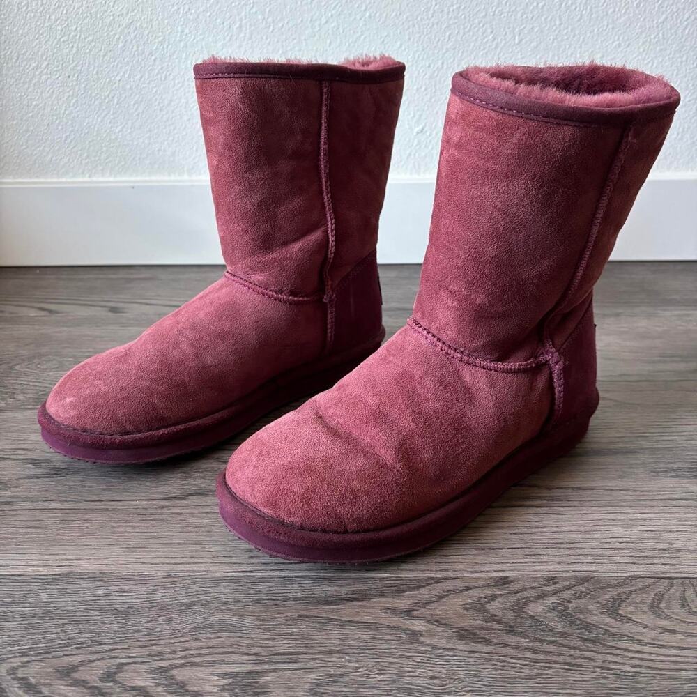 LL Bean Ugg Style Burgundy Boots Size 6 Cozy Gorpcore Lagenlook